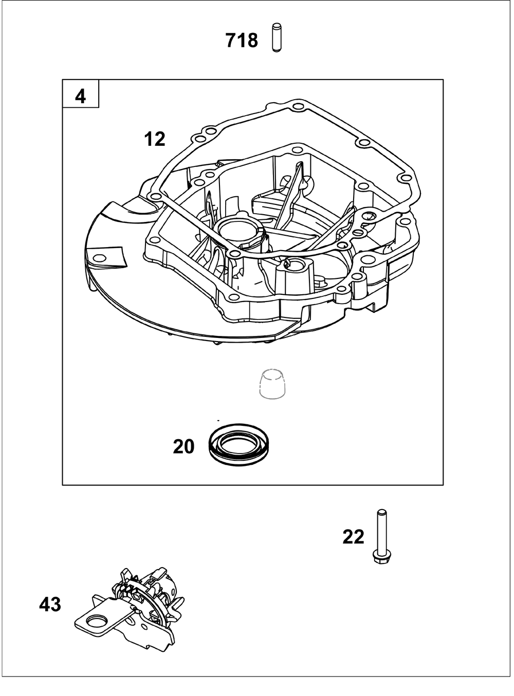 Crankcase Cover/Sump Group Diagram and Parts List for 115P02-0007-H5 100000 - 19Z999 Briggs and Stratton Engine